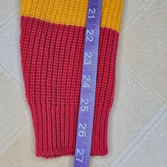 Rainbow Stripe Applique Heart Boring V-Neck Long Sleeve Knit Cardigan Sweater - Picture 10 of 10